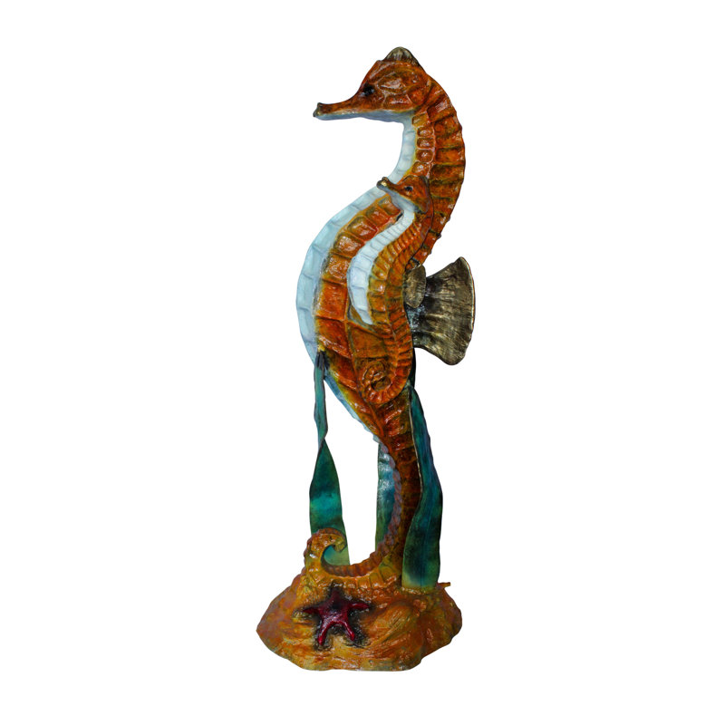 Large Bronze Seahorse and Baby Ocean Fountain Sculpture 26" x 22" x 66"H