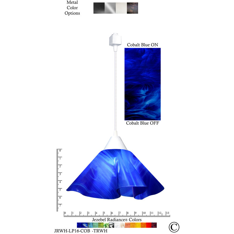 Luminaire suspendu Dale, Grand, Blanc, Bleu de cobalt