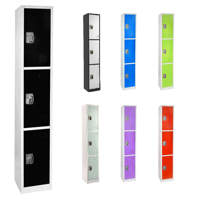 Green 3-Tier Steel Storage Locker with Key Lock