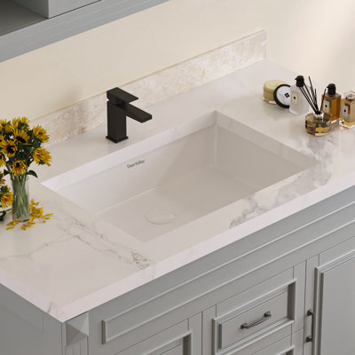 Deervalley Ursa 22" X 16" White Rectangular Vitreous China Undermount Bathroom Sink With Overflow