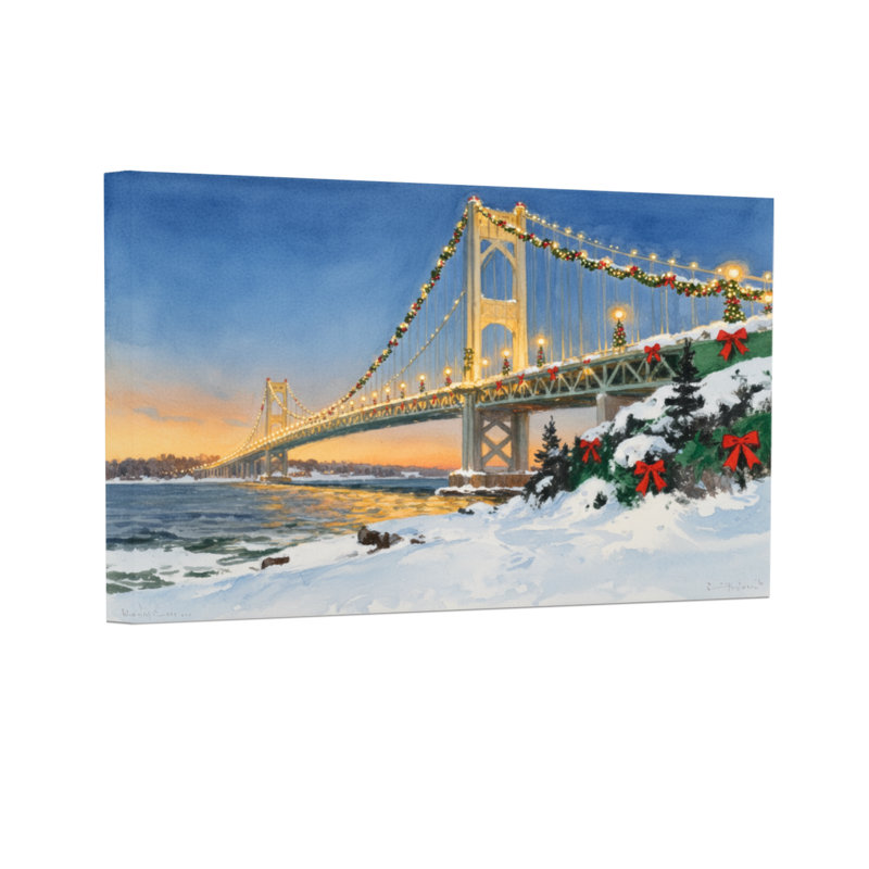Noël, pont de Noël, paysage d'hiver, scène enneigée, H 12 po x l 18 po