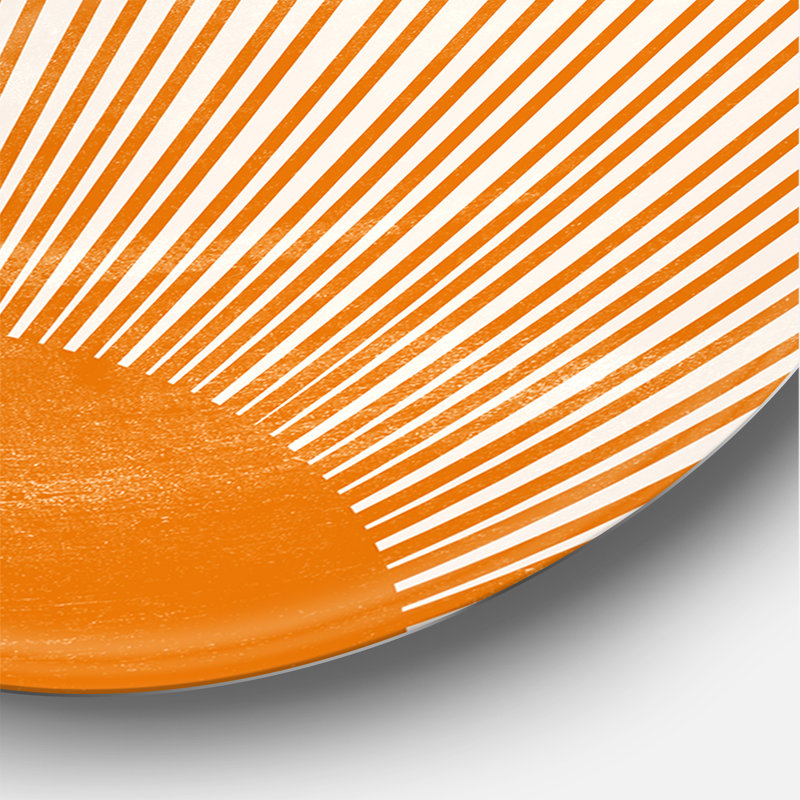 «Orange Sun Print III», art mural rond en métal de style Mid-Century, H 23 po x l 23 po x P 1 po