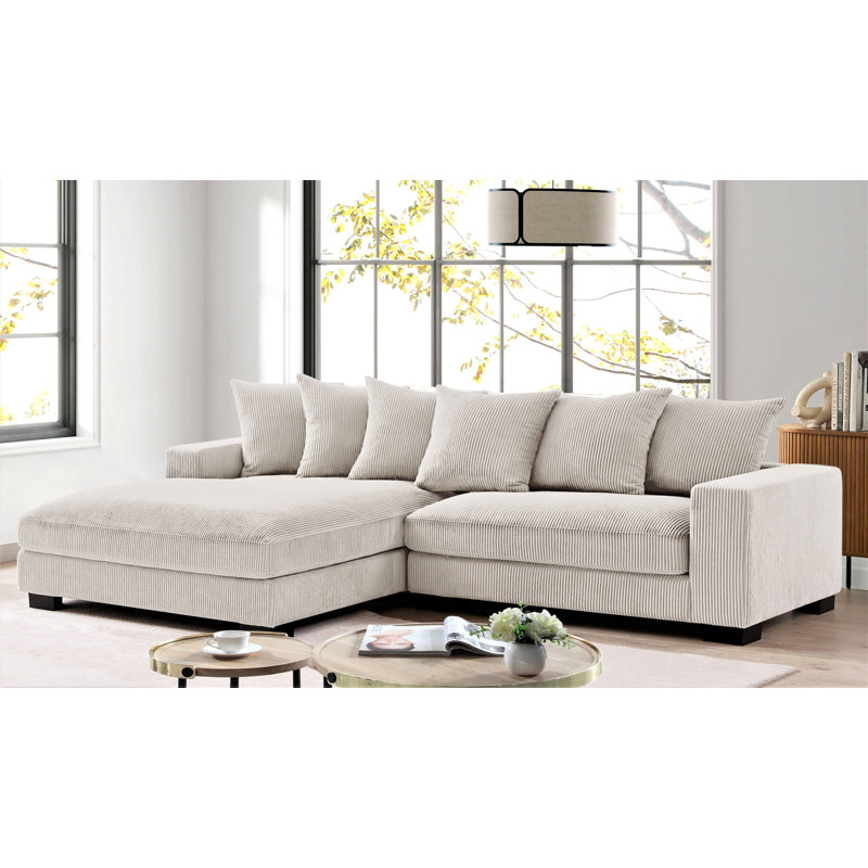 Luxe Oversized Two-Piece Sectional Couches For Living Room, 102.4-Inch L Shaped Sofa With Chaise, Upholstered With Corduroy Fabric