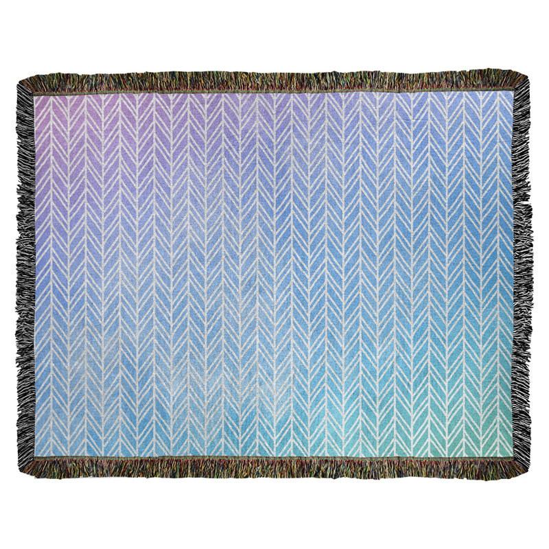 Couverture en coton Katelyn Elizabeth, l 50 po x L 60 po, Bleu / Rose / Vert