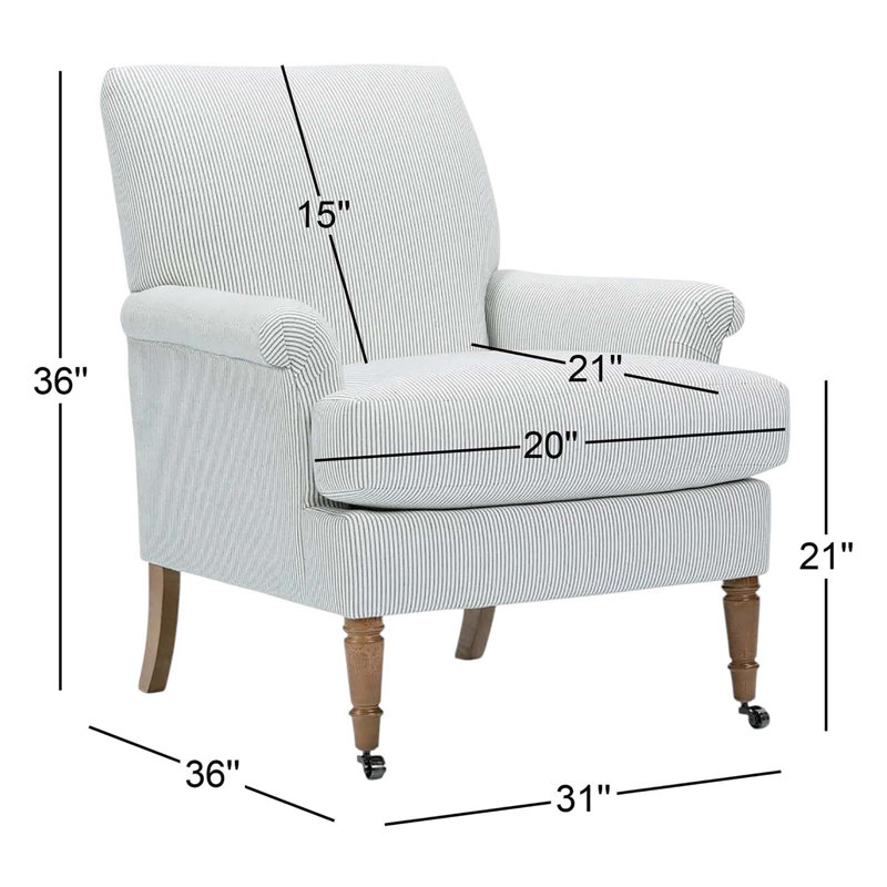 Hannah Arm Chair, Navy Stripe Twill (SA109-56), Latte
