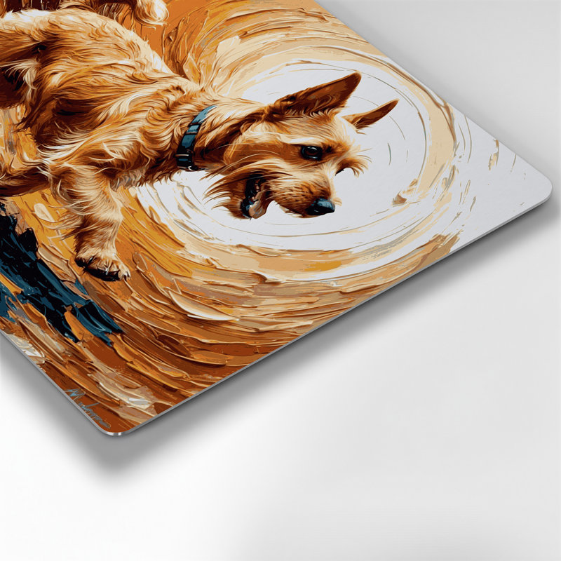 Chiens Norwich Terrier beige, art mural en métal, H 11 po x l 14 po