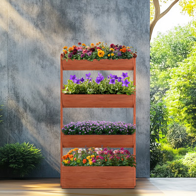Lit de jardin vertical en bois Shanitha, support de plante en bois autoportant