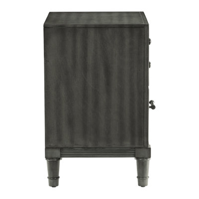 2 tables de chevet grises pour le style transitionnel de la chambre à coucher avec placage - option 2 tiroirs