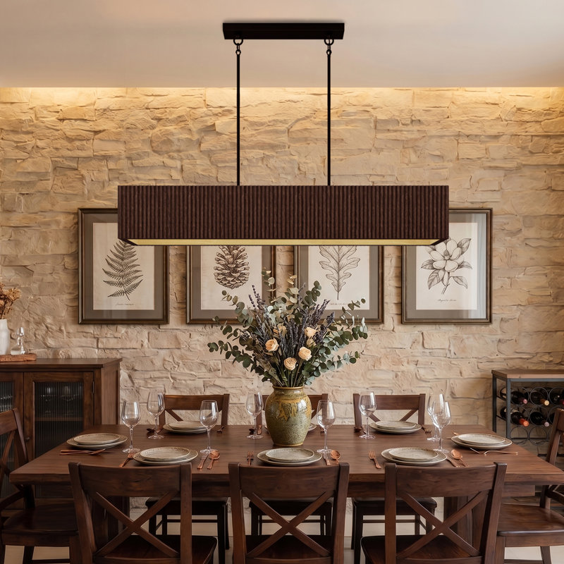 Lustre pour îlot de cuisine 6 lumières Modern Farmhouse, Marron foncé