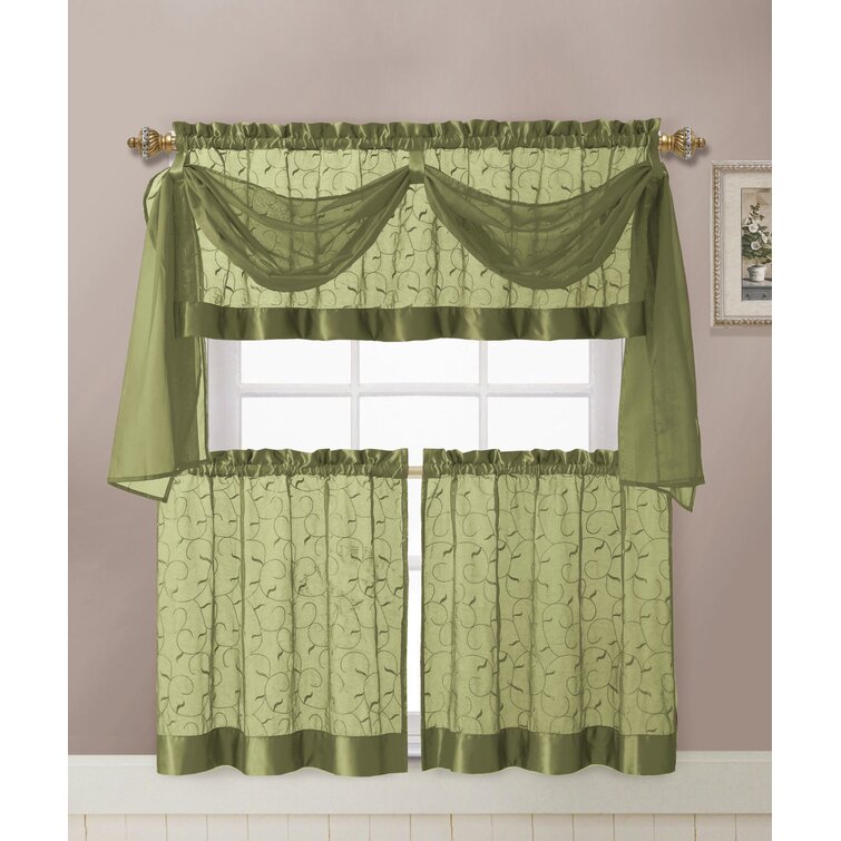 Kenmore Floral 60'' W Kitchen Curtain