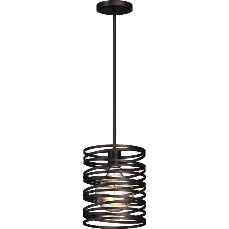 Mini-luminaire suspendu cylindrique torsadé spirale 1 lumière d'intérieur
