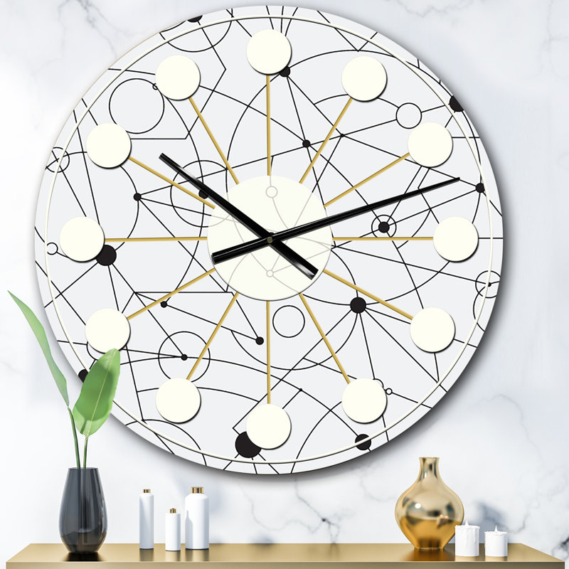 Horloge murale rétro Mid-Century, Grand, Noir
