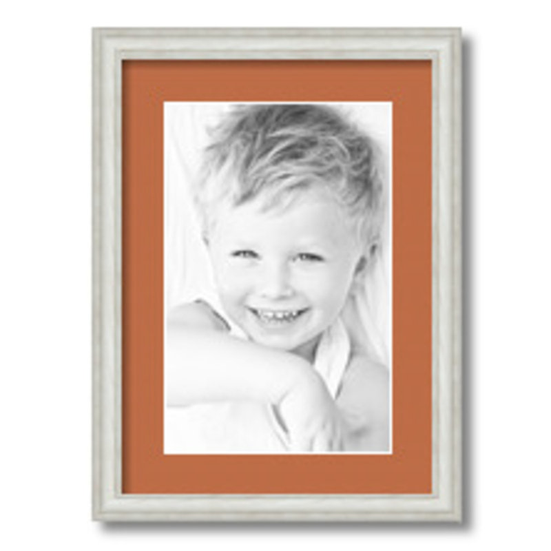 Wood Matte Picture Frame with Mat, Red Orange