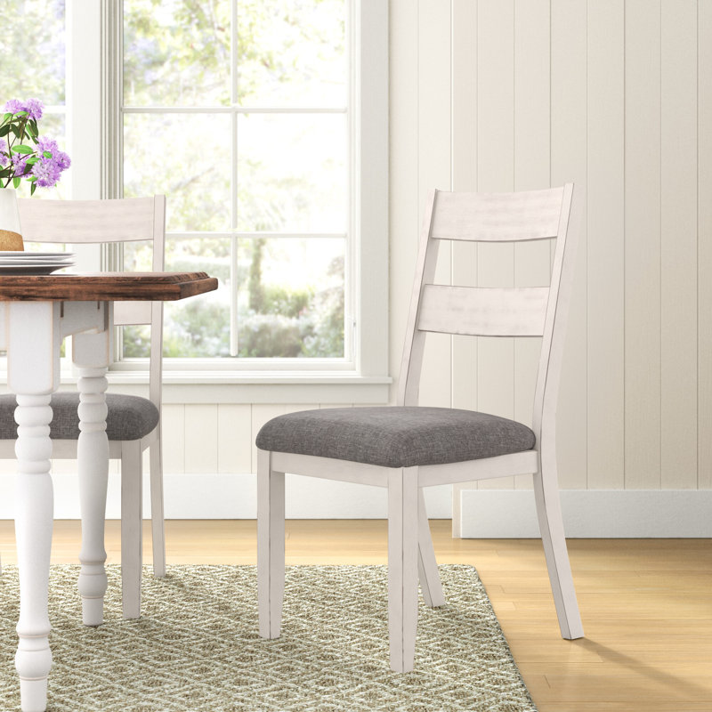 Sol Ladder Back Side Chair in Antique White/Gray