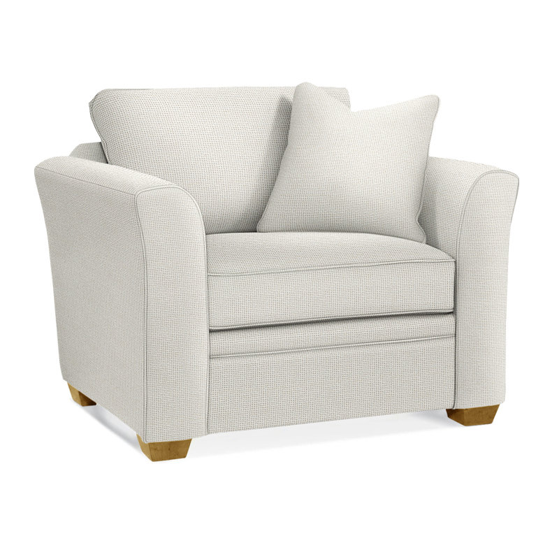Bridgeport Upholstered Armchair, Honey Finish, Blue Chenille/Velvet Solid; 0809-63