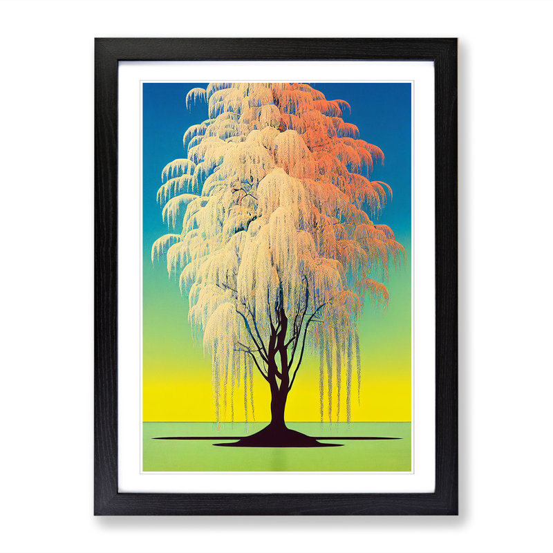 FRM-V0523-2501X The Weeping Willow Tree Vol.4 - Single Picture Frame Print, Black, 64cm H x 46cm W x 2cm D
