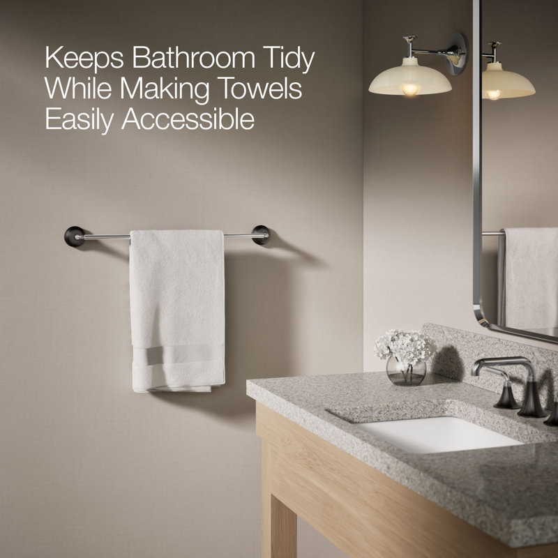Tone Towel Bar, Polished Chrome/Matte Black, 24"W