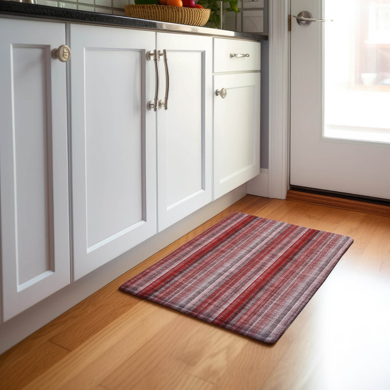 Premium Machine Washable Cerrito AMF543 Red Rug, Rectangle 1'8" x 2'6"