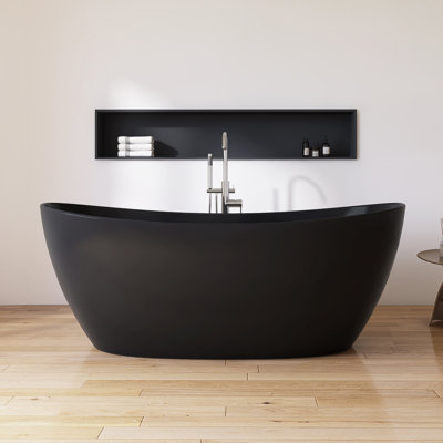 65" x 34" Freestanding Tub Solid Surface Stone Resin Soaking Bathtub