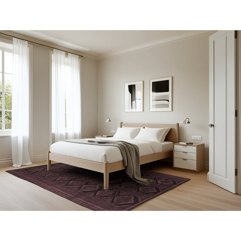 Tapis brun treillis lavable à la machine, Rectangle 5 pi x 7 pi