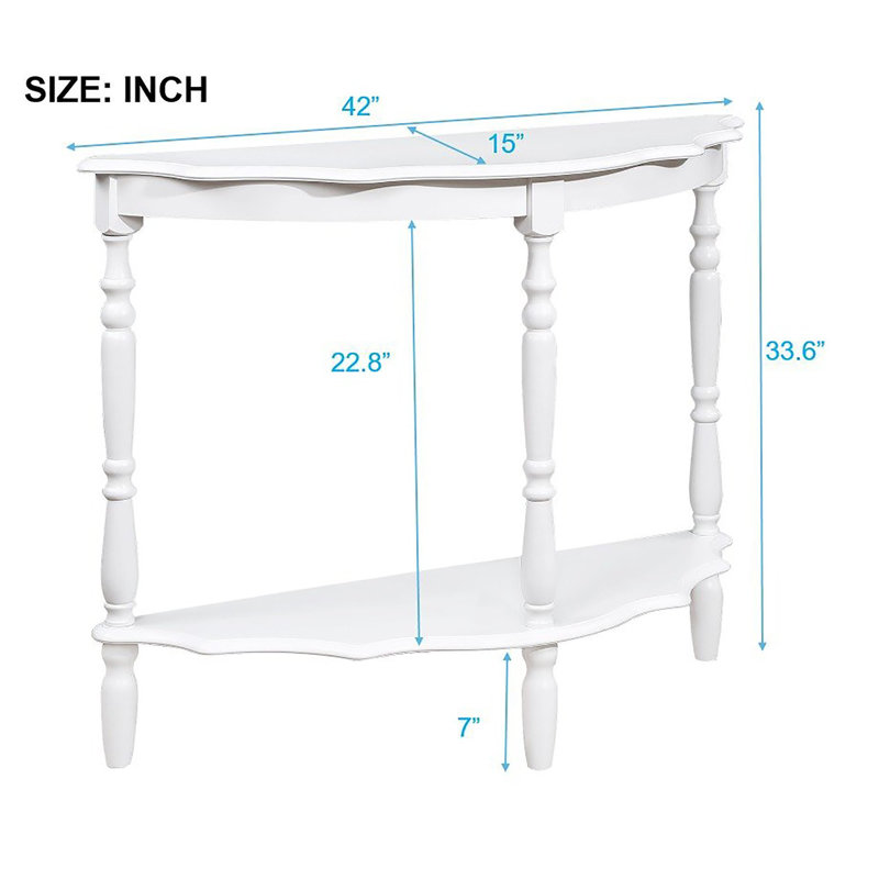 Half-moon Console Table Solid Pine Retro Design Entryway Display