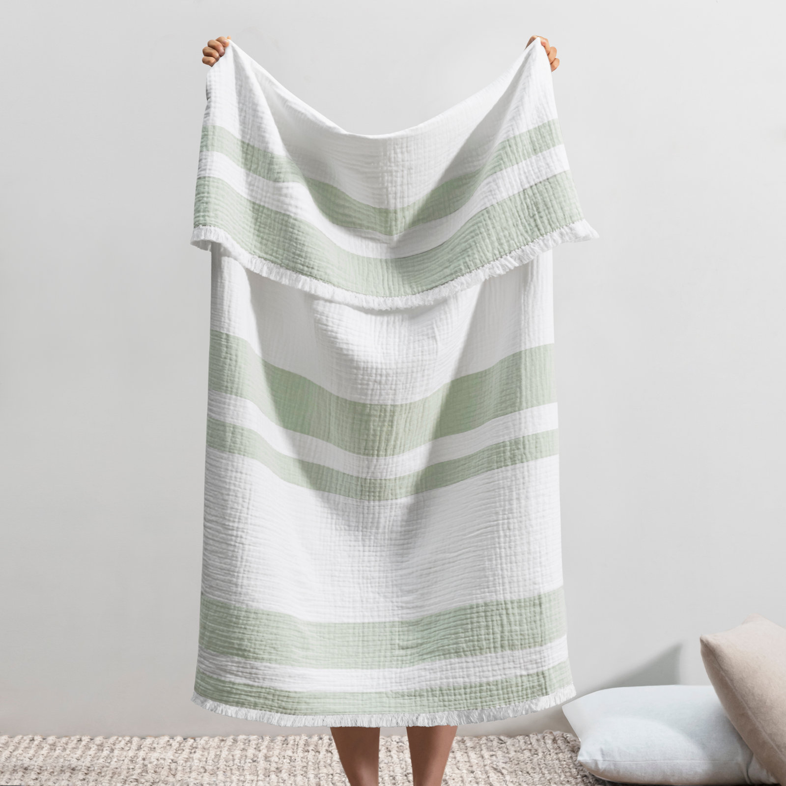 San Marino Cotton Throw Blanket, Sage