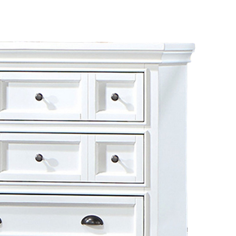 Commode haute 50 po Lile, 6 tiroirs, moulures couronnées Lile, Blanc