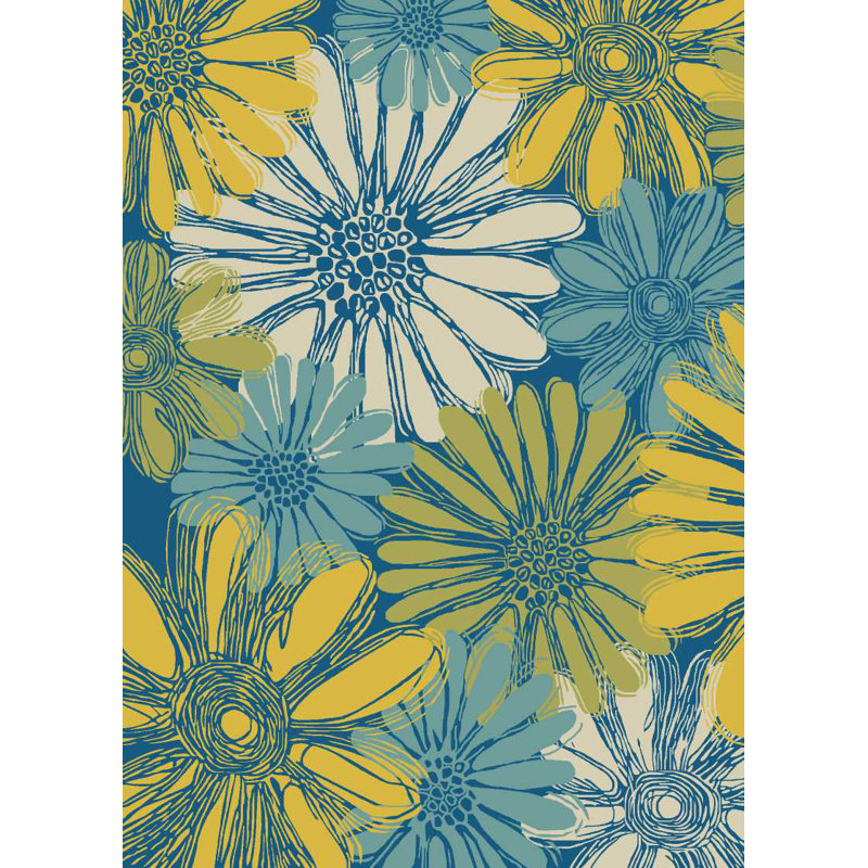 Yvona Floral Indoor / Outdoor Rug, Rectangle 4'3" x 6'3"
