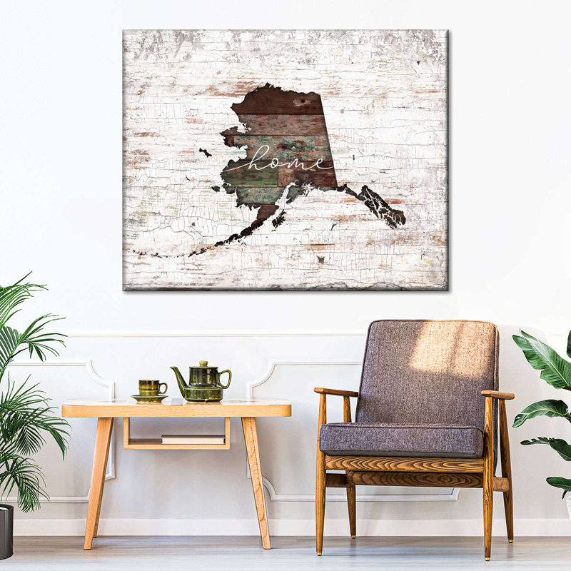 Alaska Home Map sur impression sur toile, H 32 po x l 40 po x P 1,25 po