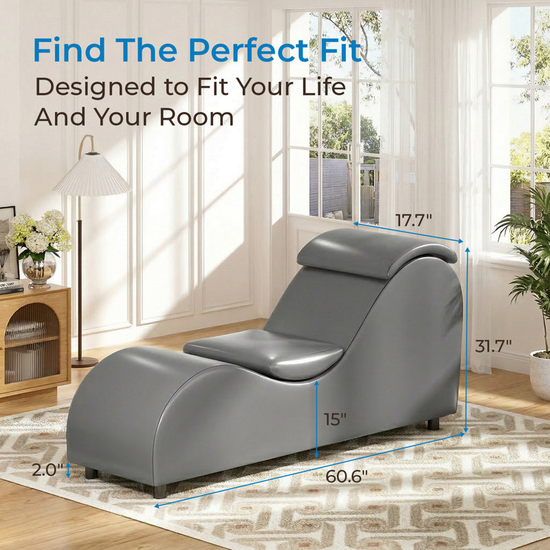 Upholstered Chaise Lounge, Grey