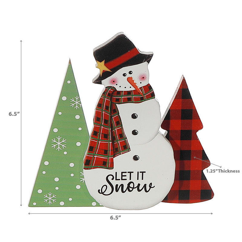 Bonhomme de neige de table avec arbre Let It Snow