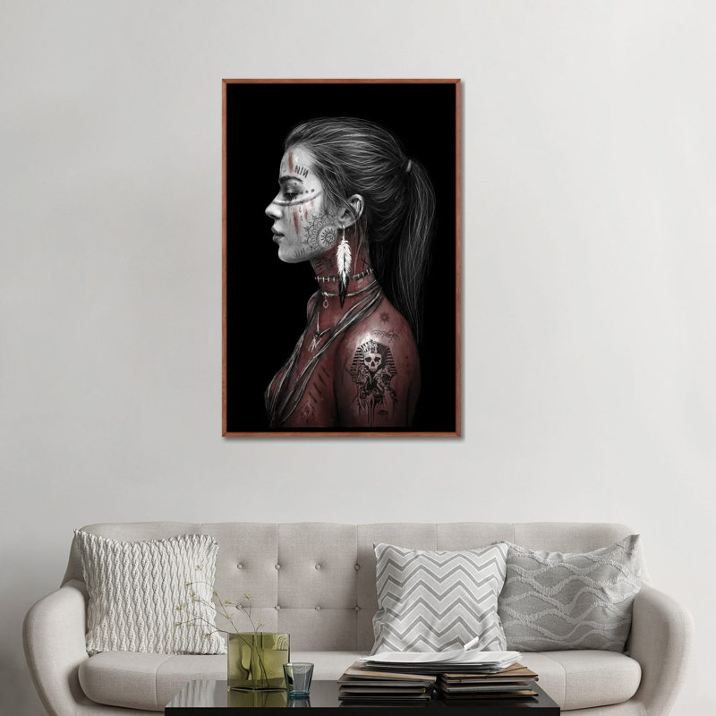 Encre - reproduction d'art murale - toile encadrée, 48" x 32", Framed Canvas, Brown