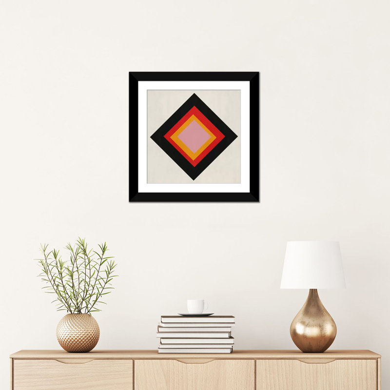 Albree Modern Diamond Void, impression sur toile, H 16 po x l 16 po x P 1 po, Papier d'art encadré noir, Blanc