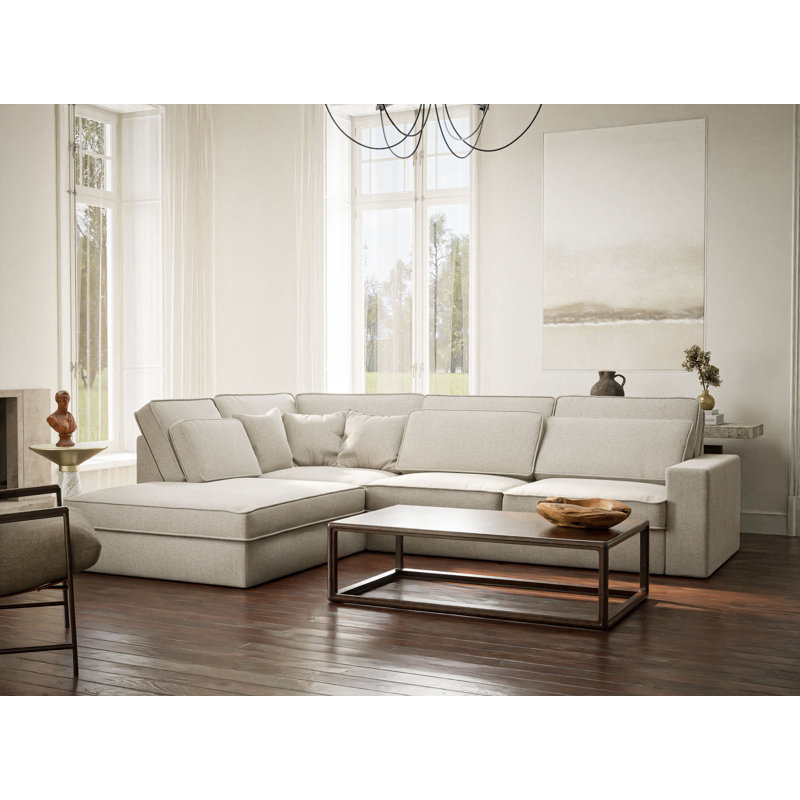 5 Seater Corner Sofa , Left Hand Facing, Light Beige Polyester