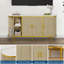 Buffet 50 po moderne avec rangement, console de bar Mid-Century cannelée avec plateau en faux marbre, portes coulissantes à profil courbé pour la cuisine, le salon et le vestibule