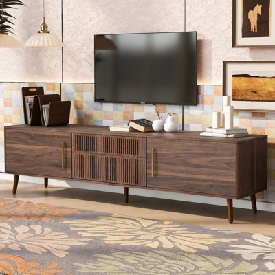Mid Century TV Stand With 2 Drawers Media Console Table For Tvs Up To 80'' Entertainment Center With Storage For Living Room Bedroom Home Theatre