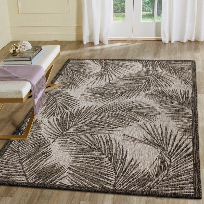 Tapis intérieur / extérieur noir Adal, Rectangle 6 pi 6 po x 9 pi 3 po