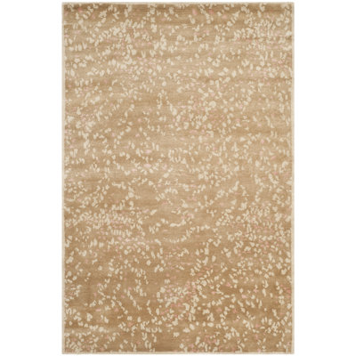 Tapis beige en laine / soie noué à la main Sakura Martha Stewart