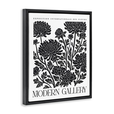 Art mural moderne sur toile flottante encadré de fleurs de chrysanthème moderne, design par lettré et doublé