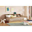 Lit en bois avec armoires de rangement et ports USB, parfait pour les chambres minimalistes modernes