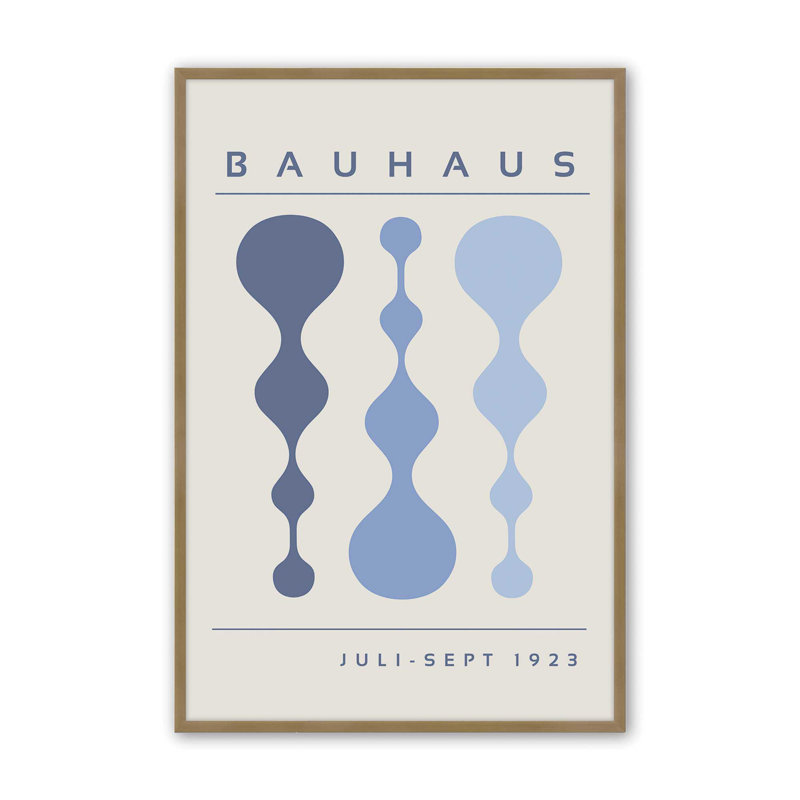 «Blue Retro Bauhaus», affiche I, Or brossé, H 15,25 po x l 12,25 po x P 1,25 po