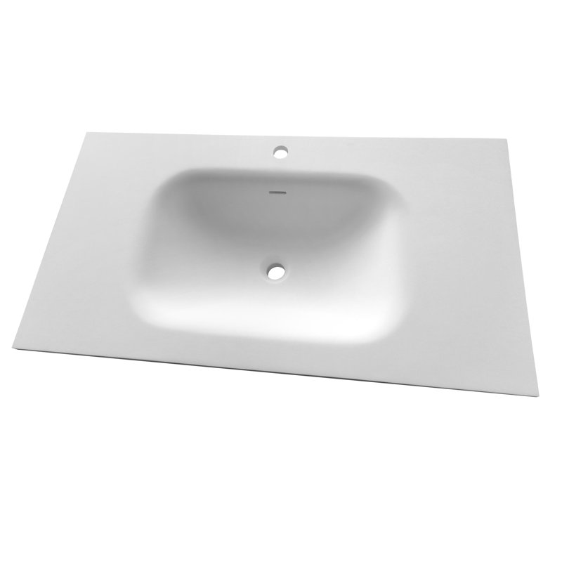39'' Bathroom Vanity Top With Undermounted Solid Surface Rectangular Bathroom Sink, White