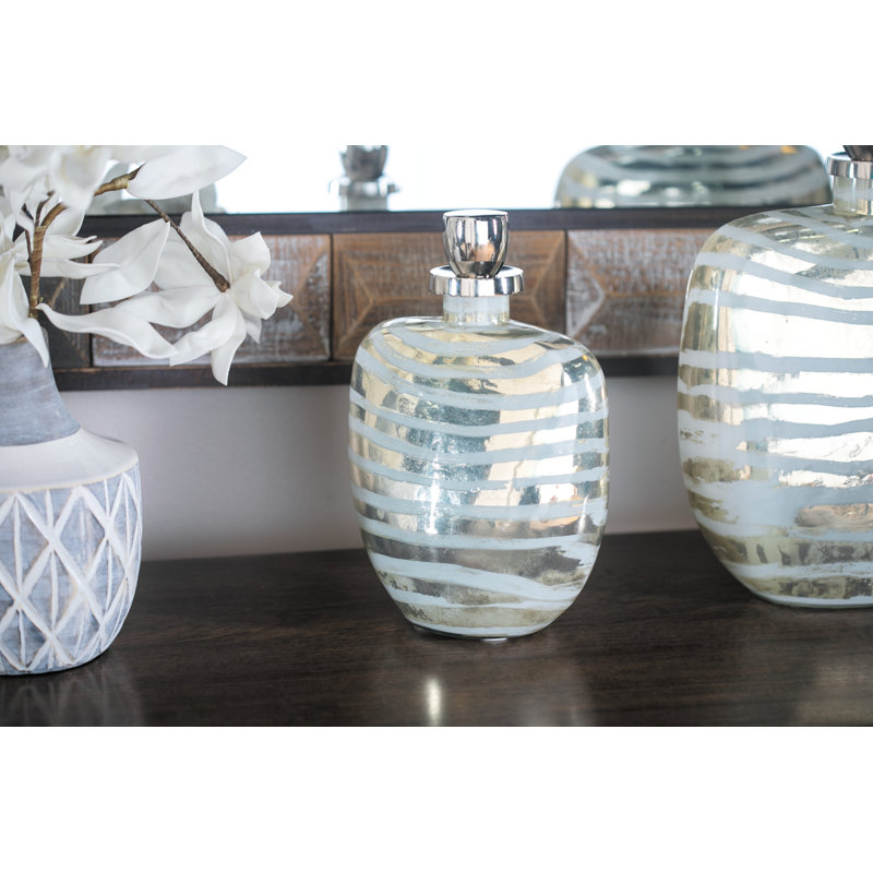 Banach Glass Decorative Bottle, 12"35 H x 8"25 W x 5"05 D