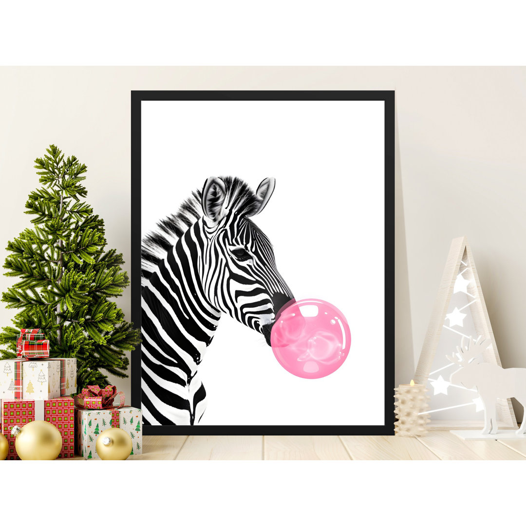 Zebra Bubblegum Wall Art, Funny Animal Print, Modern Wall Decor, Matte Vertical Poster, Zebra Poster, Nursery Art, Kids Room Decor