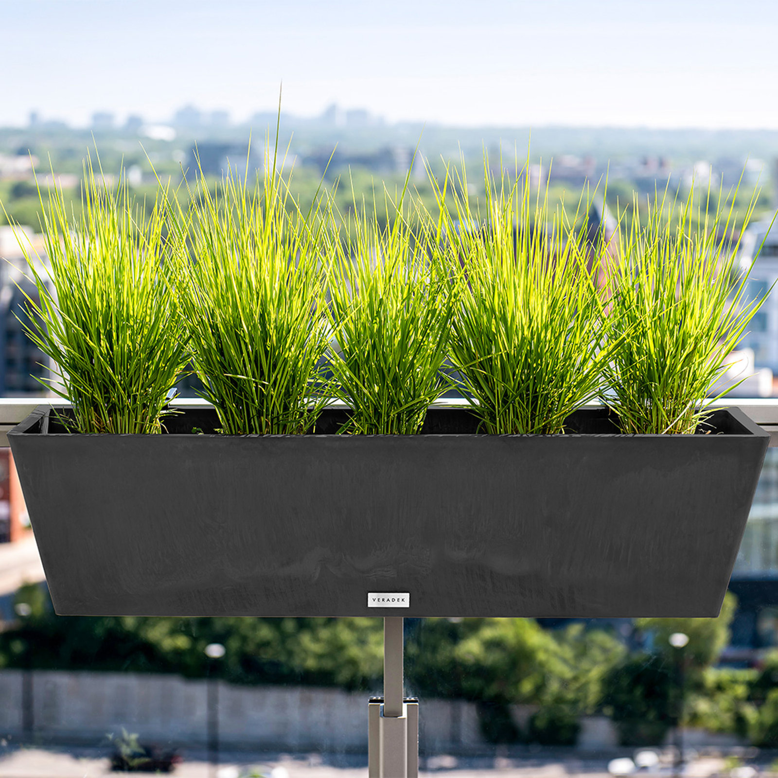 Pure Series Railing Planter, Black, 9'' H x 36'' W x 10'' D, Set of 1