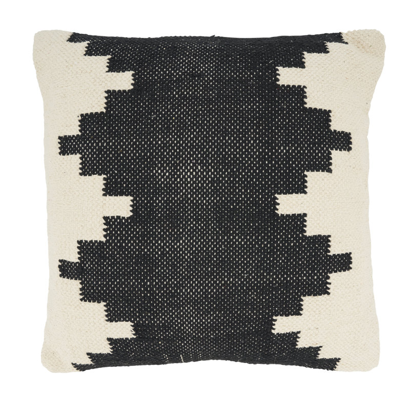 Geometric Black and White Cotton Euro Throw Pillow Cover