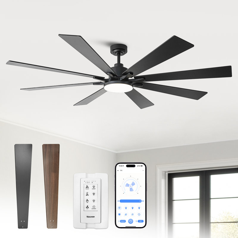 Vaczon 72" Smart Dimmable LED Ceiling Fan with 3CCT LED Lights, 6-Speed Reversible DC Motor, Timer, Remote and App Control