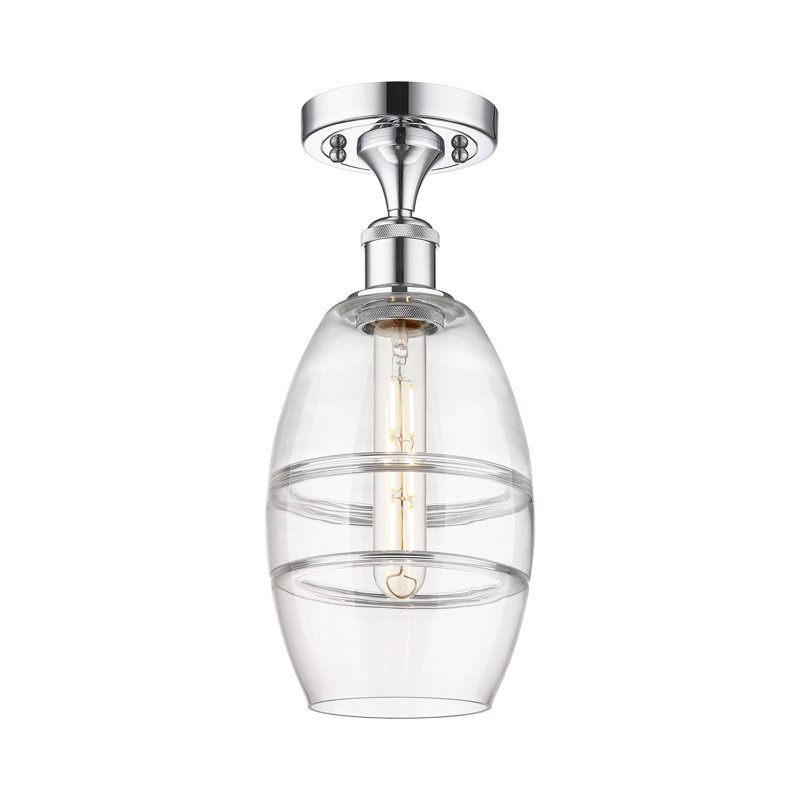 Plafonnier semi-encastré 1 lumière Ballston - Abiagael, H 9,38 po x l 5,88 po x P 5,88 po, Transparent, Chrome poli