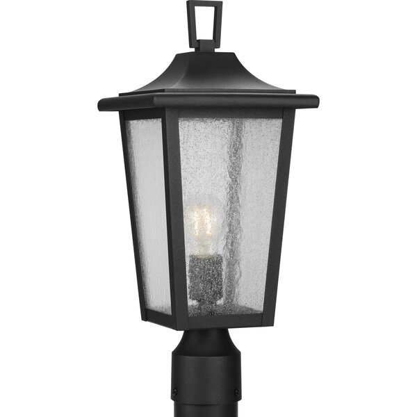 LIT-PaTH Outdoor Post Light Pole Lantern Fixture with One E26 Base Max 60W, Aluminum Housing Plus Clear Glass, Matte Black Finish, 1-Pack - 1