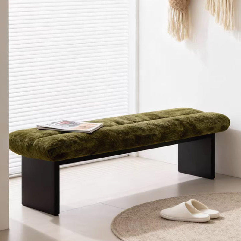 Banc rembourré vert en bois massif, H 17,72 po x l 70,87 po x P 15,75 po
